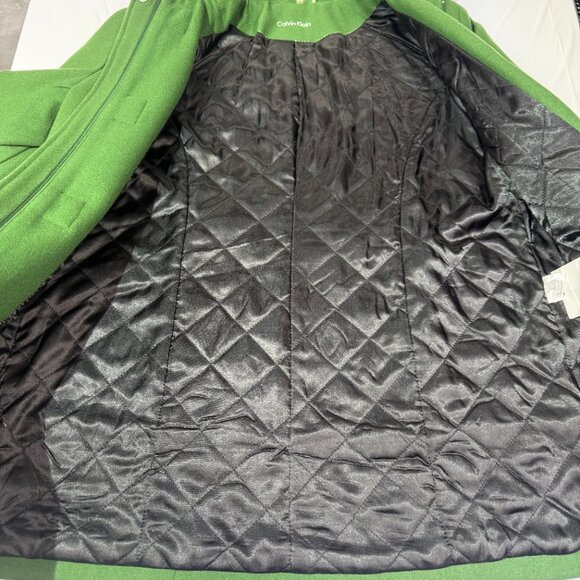 Calvin Klein Women's Kelly Green Hooded duffle clasp wool blend peacoat size 0X - Picture 3 of 16